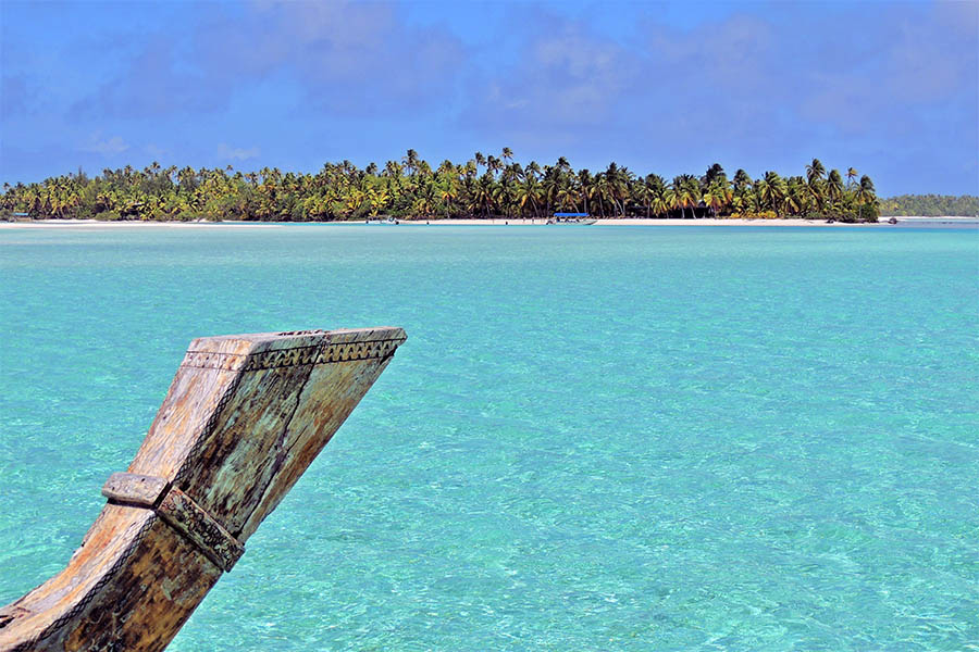 View on Aitutaki, Cook Islands, from a boat