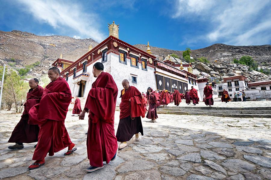 Tibetan monks in Lhasa, Tibet